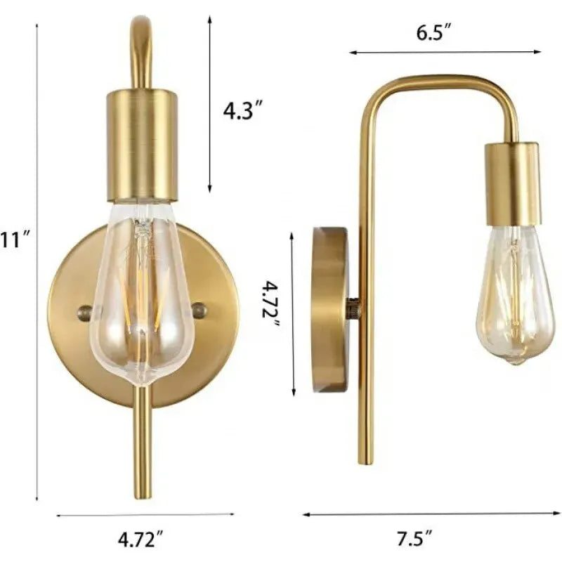 Home Deco Retro Gold Black Wall Lamp