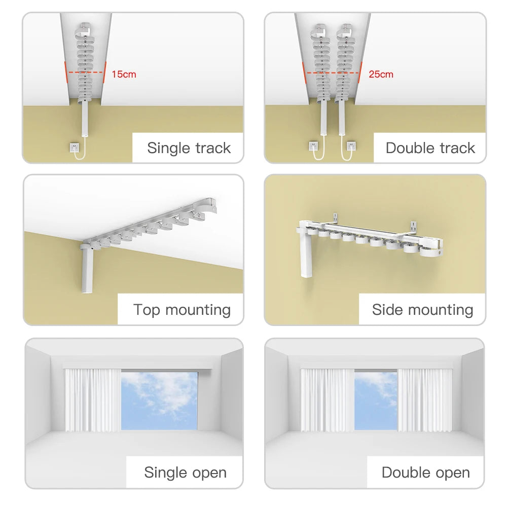 Customized Ripple Fold S Electric Curtain Rail Track - High-Torque Wifi Tuya Smart Curtain Motor