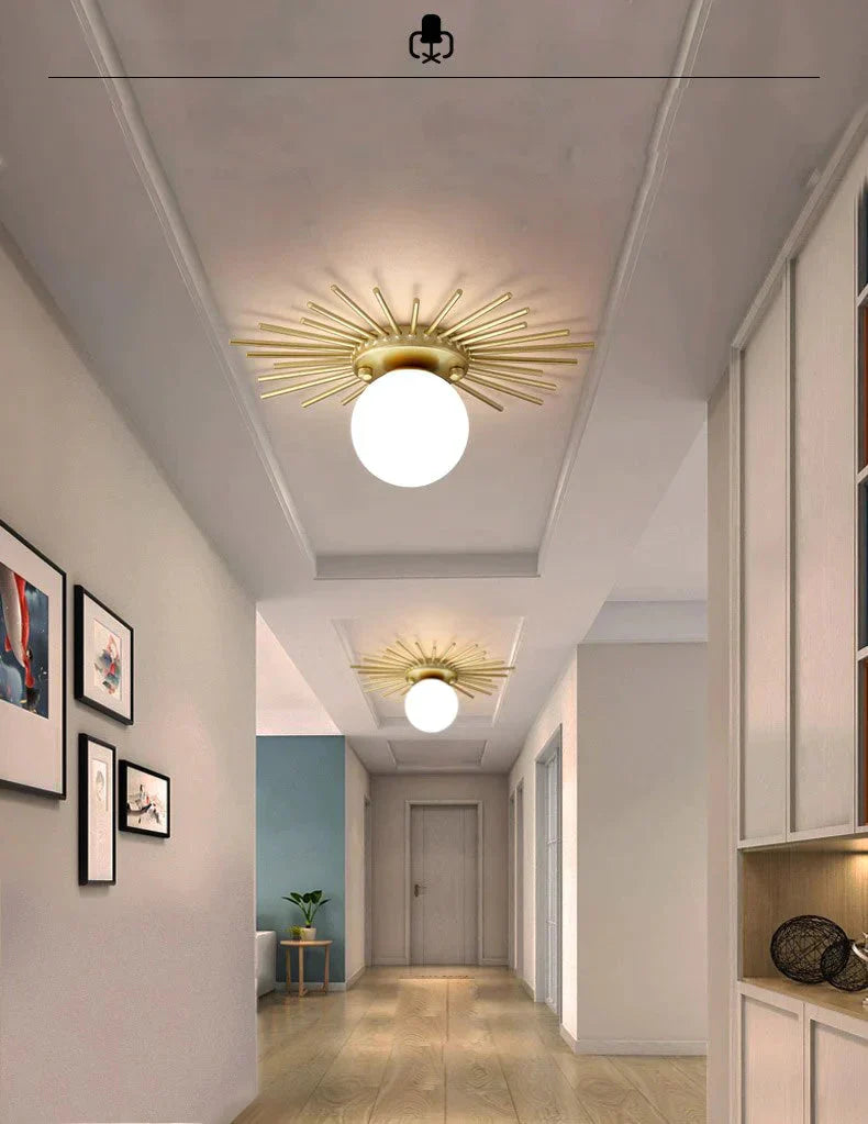Corridor lights aisle lights creative nordic minimalist modern balcony lights all copper crystal ceiling lights home lights porc