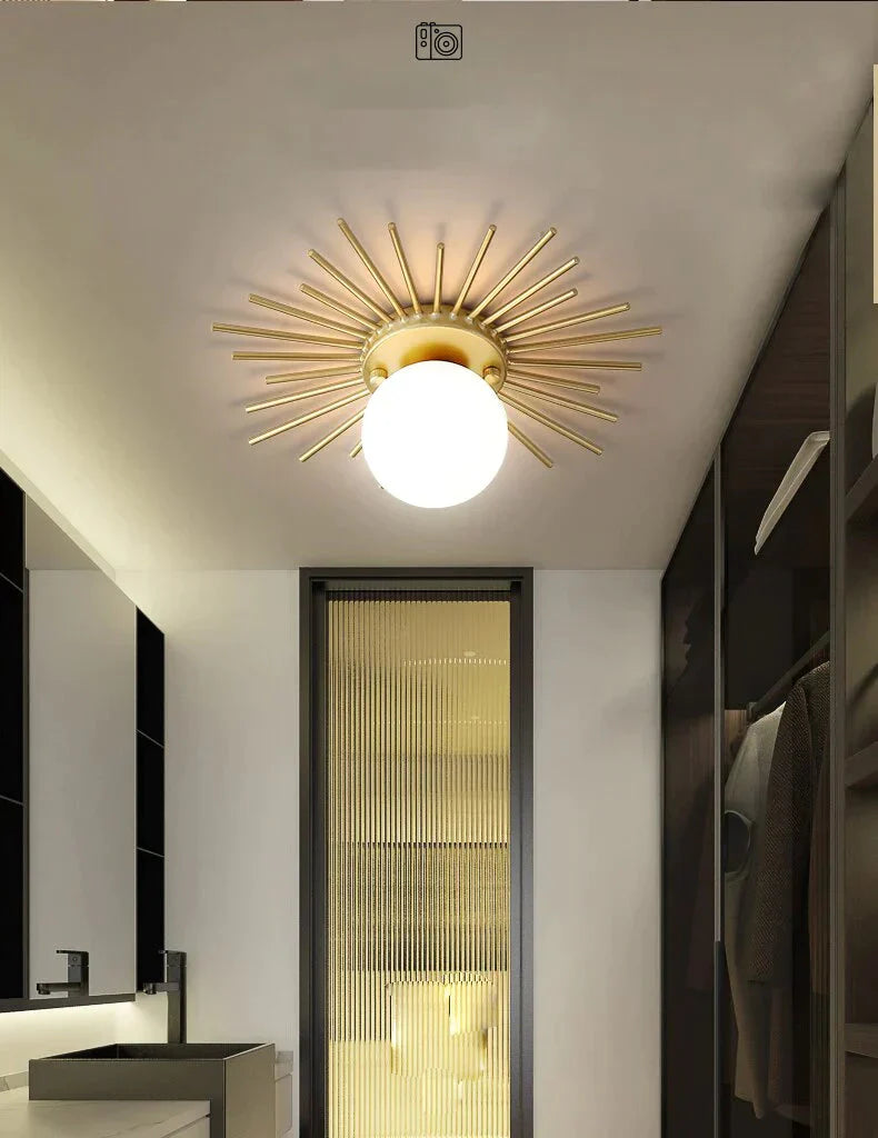 Corridor lights aisle lights creative nordic minimalist modern balcony lights all copper crystal ceiling lights home lights porc