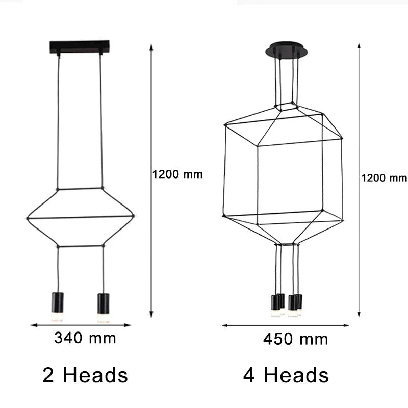 Creative Modern Art Pendant Lamp Light Black Metal Long Wire Simple Shape Kitchen Bar Hanging Lamp Bedside Suspension Lighting