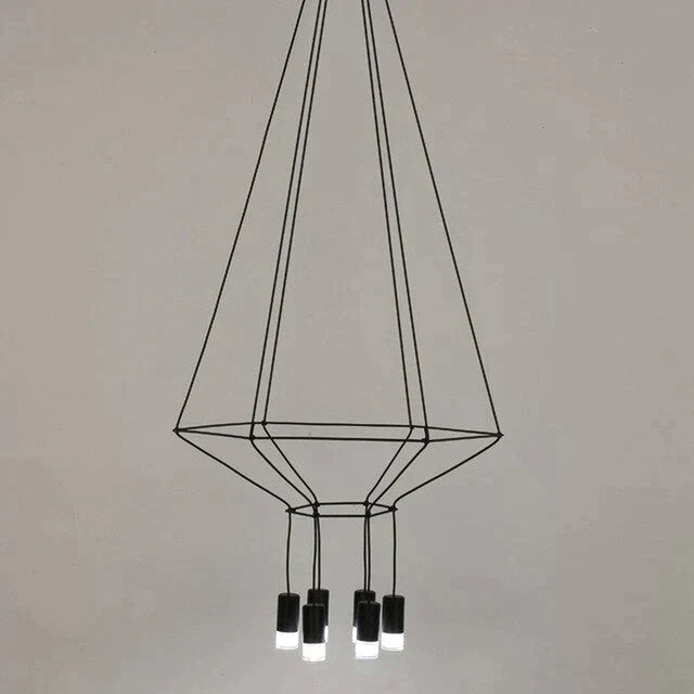 Creative Modern Art Pendant Lamp Light Black Metal Long Wire Simple Shape Kitchen Bar Hanging Lamp Bedside Suspension Lighting