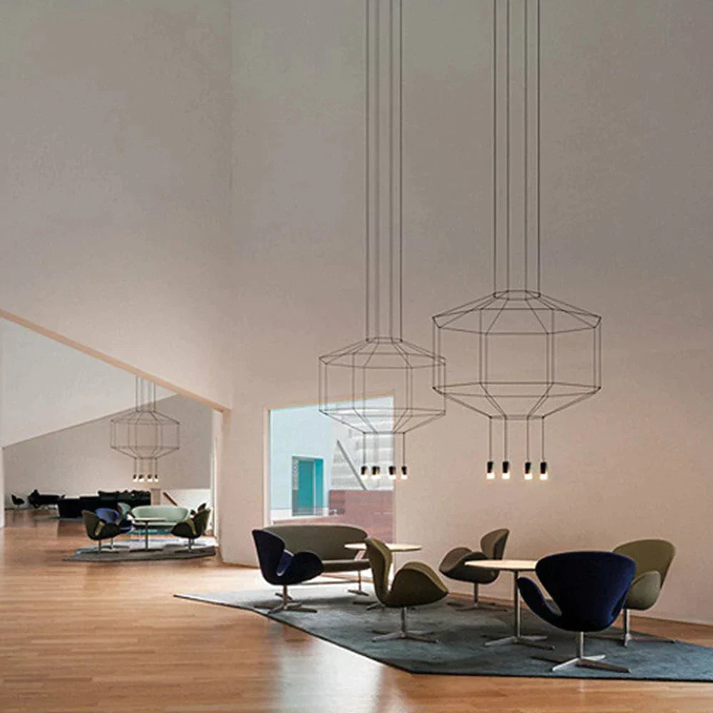 Creative Modern Art Pendant Lamp Light Black Metal Long Wire Simple Shape Kitchen Bar Hanging Lamp Bedside Suspension Lighting