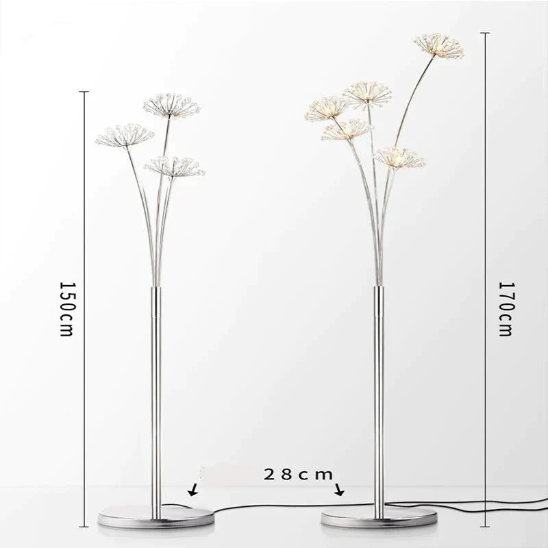 Dandelion Floor Lamp Ins Wind Minimalist Vertical Personality Living Room Bedroom Crystal Decorative Platform Lamp