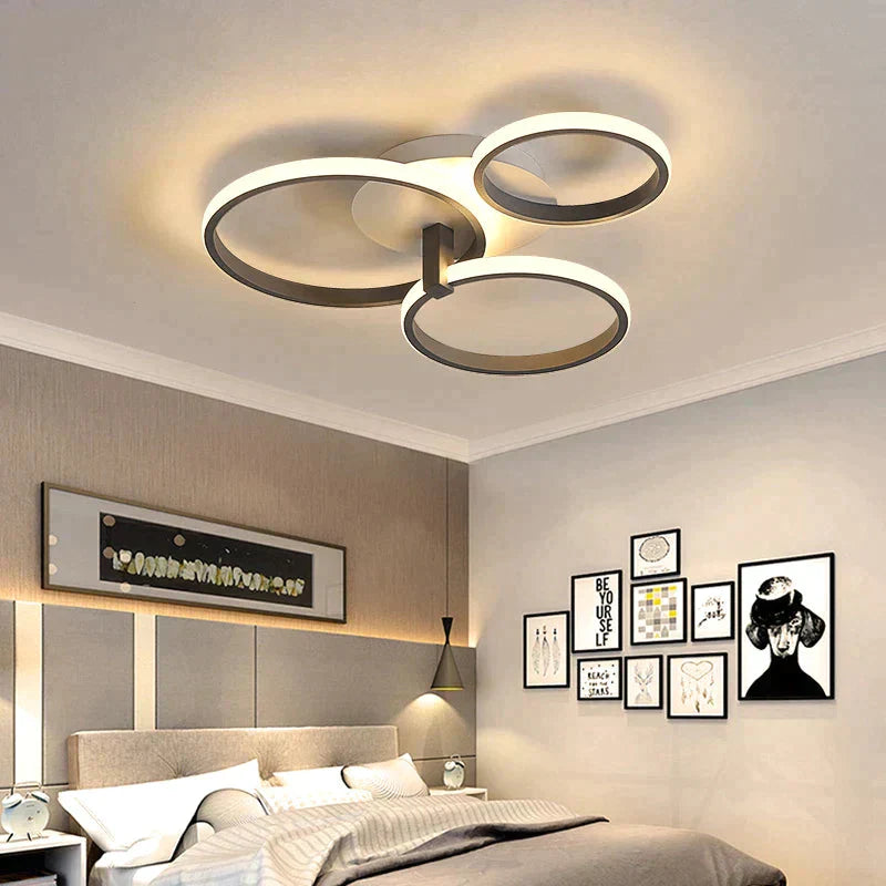 Grey Color Round Led Pendant Lights For Bedroom Home Modern Lamp Fixtures Lustre Plafonnier Dimmable
