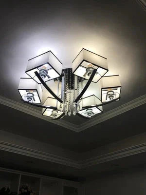Led E27 Modern Iron Crystal Fabric LED Lamp.LED Light.Ceiling Lights.LED Ceiling Light.Ceiling Lamp For Foyer Bedroom