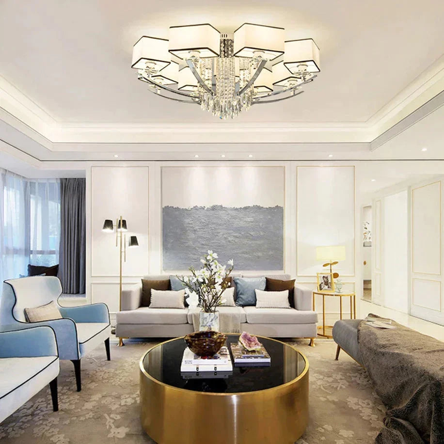 Led E27 Modern Iron Crystal Fabric LED Lamp.LED Light.Ceiling Lights.LED Ceiling Light.Ceiling Lamp For Foyer Bedroom