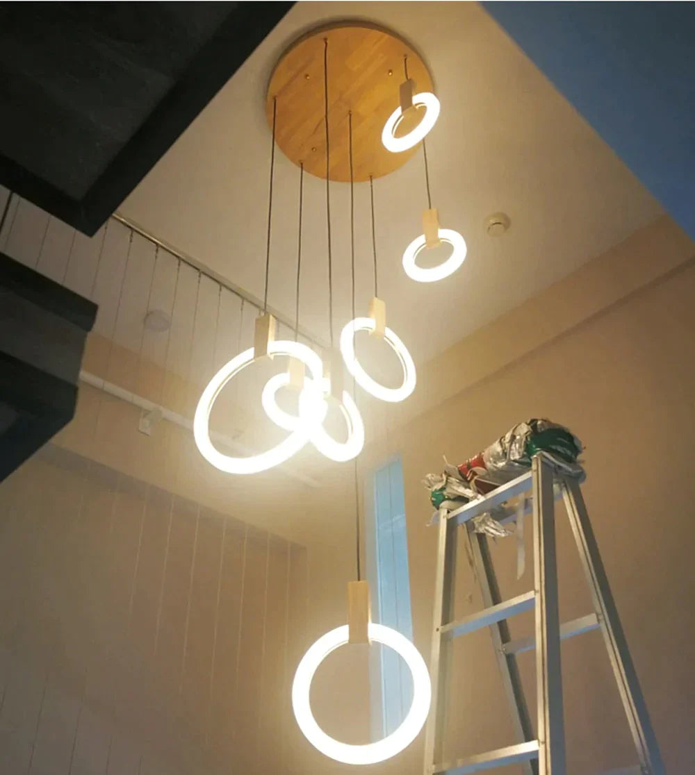 LED Nordic Wooden Iron Acryl Rings DIY LED Lamp LED Light.Pendant Lights.Pendant Lamp.Pendant light For Dinning Room Foyer