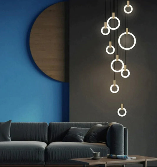LED Nordic Wooden Iron Acryl Rings DIY LED Lamp LED Light.Pendant Lights.Pendant Lamp.Pendant light For Dinning Room Foyer