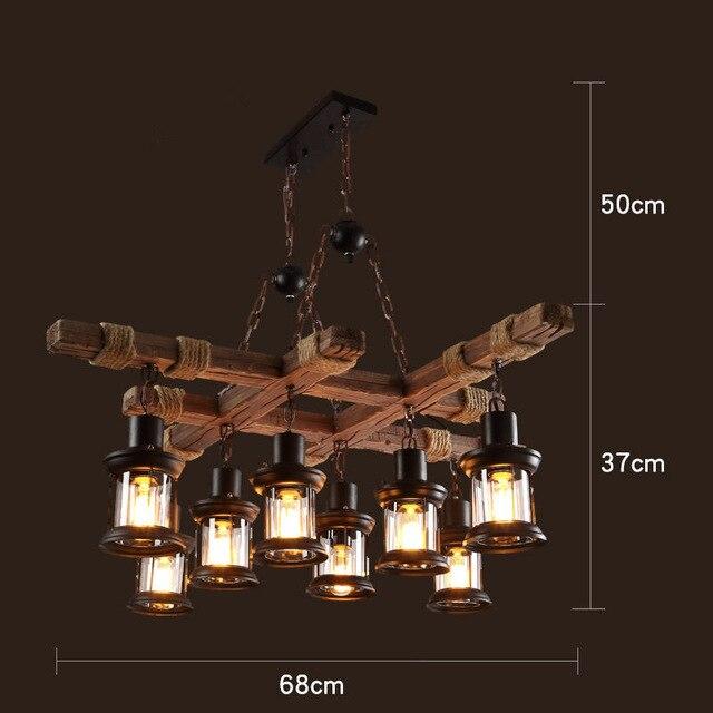 LOFT Rétro Vieux Bateau En Bois Massif Bar Lampe À Suspension Industrielle Vintage Personnalité Créative Lampe En Bois Pour Salle À Manger Salon