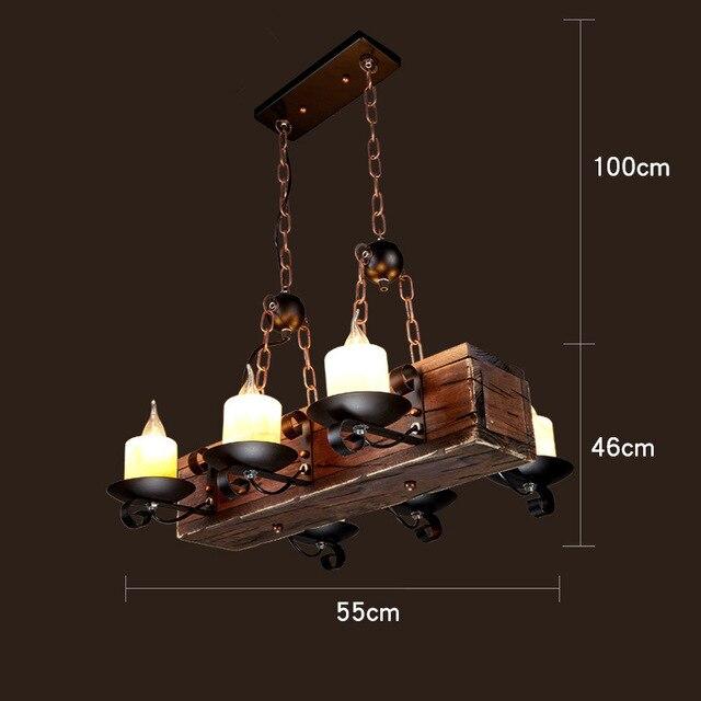 LOFT Rétro Vieux Bateau En Bois Massif Bar Lampe À Suspension Industrielle Vintage Personnalité Créative Lampe En Bois Pour Salle À Manger Salon