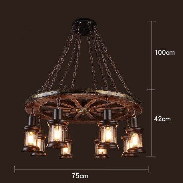 LOFT Rétro Vieux Bateau En Bois Massif Bar Lampe À Suspension Industrielle Vintage Personnalité Créative Lampe En Bois Pour Salle À Manger Salon