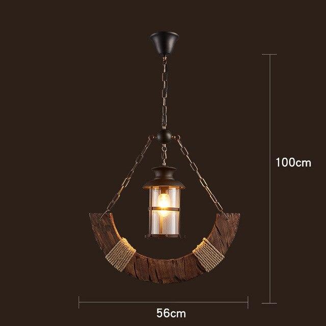 LOFT Rétro Vieux Bateau En Bois Massif Bar Lampe À Suspension Industrielle Vintage Personnalité Créative Lampe En Bois Pour Salle À Manger Salon