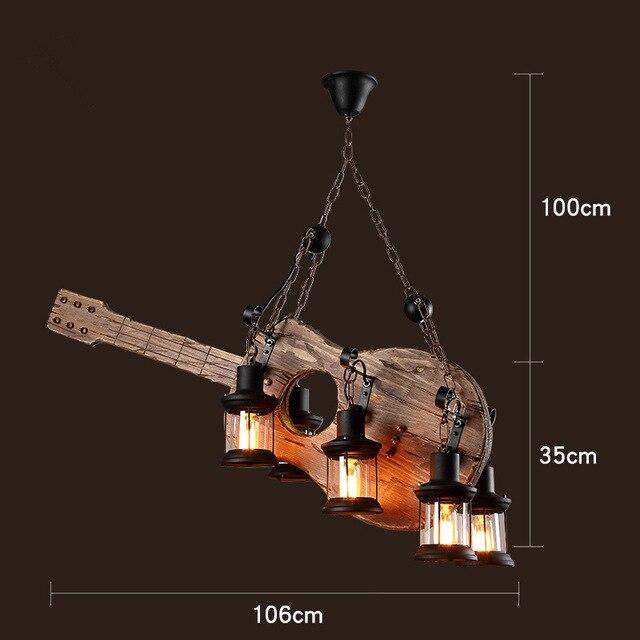 LOFT Rétro Vieux Bateau En Bois Massif Bar Lampe À Suspension Industrielle Vintage Personnalité Créative Lampe En Bois Pour Salle À Manger Salon
