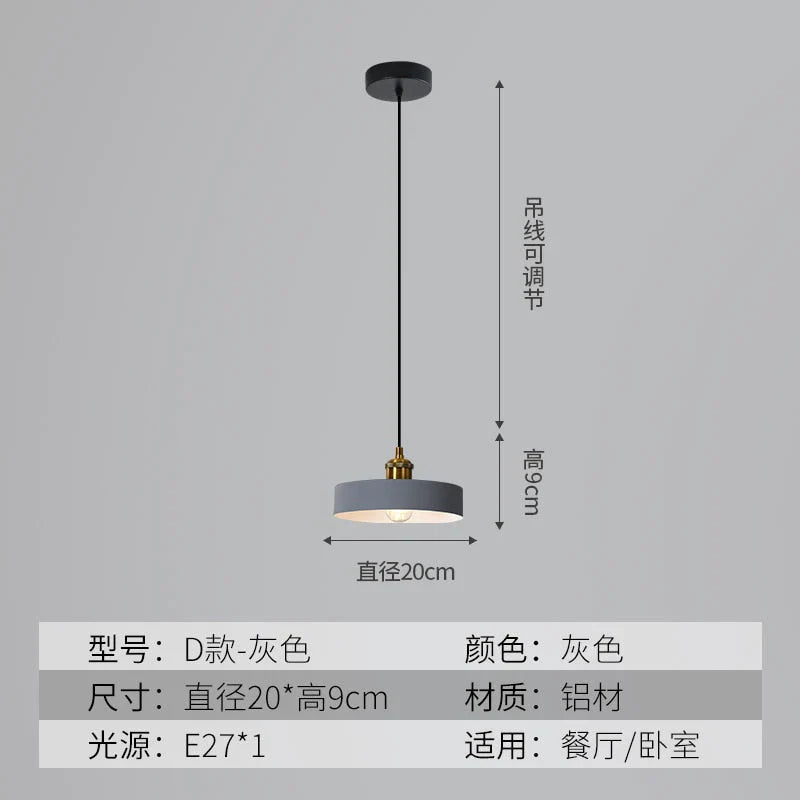 Loft Style aluminum Pendant Lights Minimalist Modern Hanging E27 Lampshade Decor Restaurant Light Fixtures