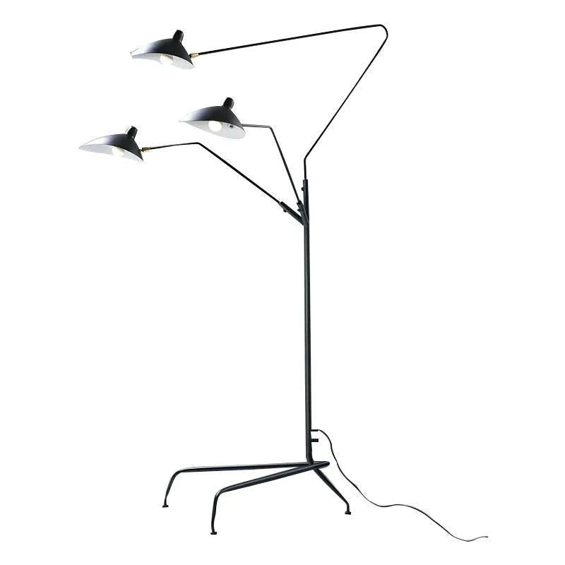 Lampadaire LED d'art moderne pour salon, chambre à coucher, bureau, lustre, lampadaire sur pied noir avec tête réglable flexible