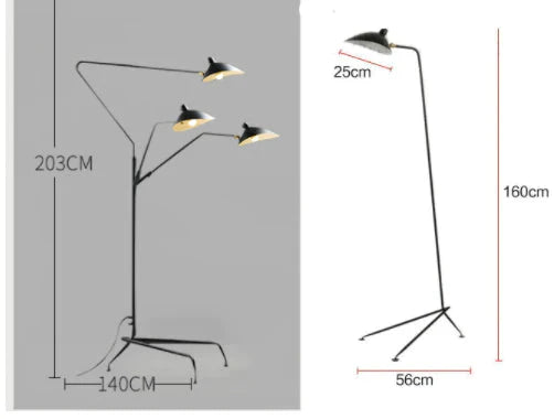 Lampadaire LED d'art moderne pour salon, chambre à coucher, bureau, lustre, lampadaire sur pied noir avec tête réglable flexible