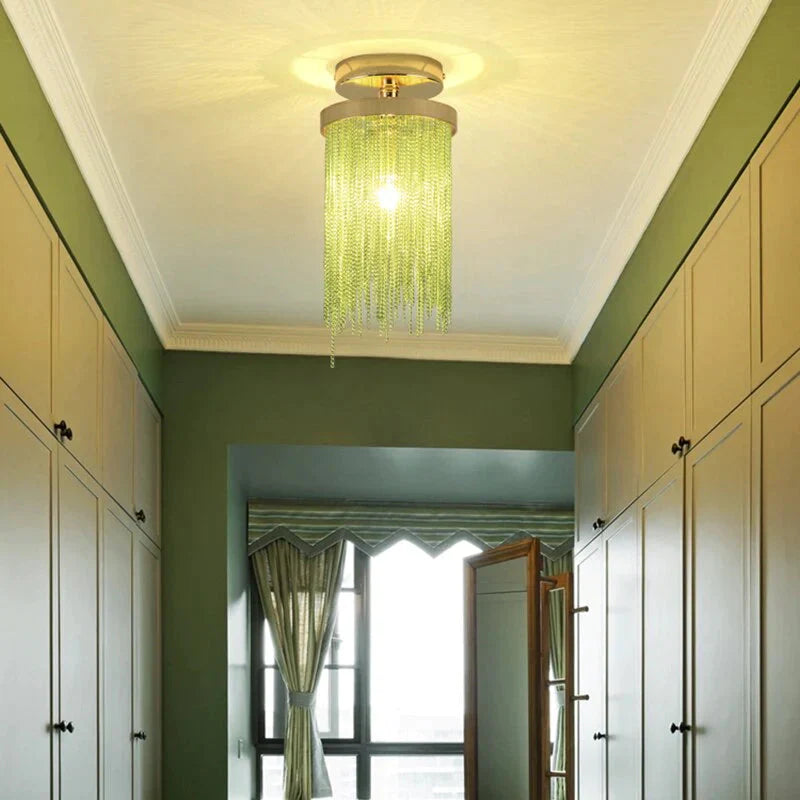 Plafonnier moderne pour bar, lampe de plafond pour salle à manger, simple, argenté, doré, bleu, vert, cascade, lampes vintage en métal, pour hall d'entrée