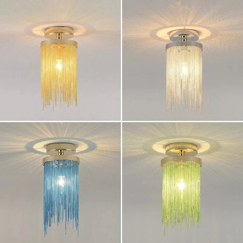 Plafonnier moderne pour bar, lampe de plafond pour salle à manger, simple, argenté, doré, bleu, vert, cascade, lampes vintage en métal, pour hall d'entrée