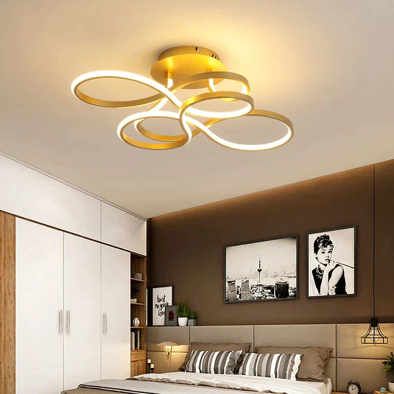 Modern Ceiling Lights White/Gold/Coffee Color LED Lamp For Living Room Bed Room Study Room Surface Mounted Lamps Remote Control