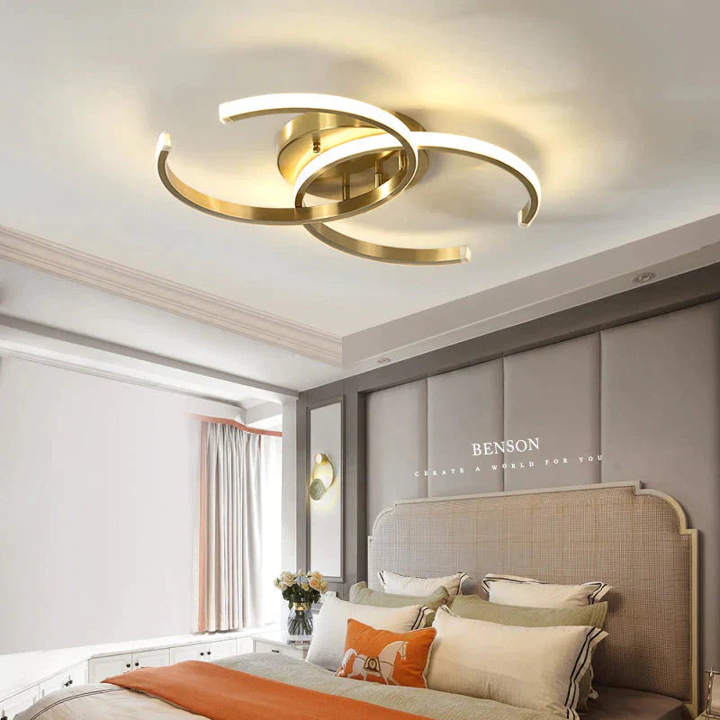 Plafonnier LED moderne et variable pour salon, plafonnier en cuivre, luminaires de cuisine, chambre à coucher, éclairage LED avec télécommande