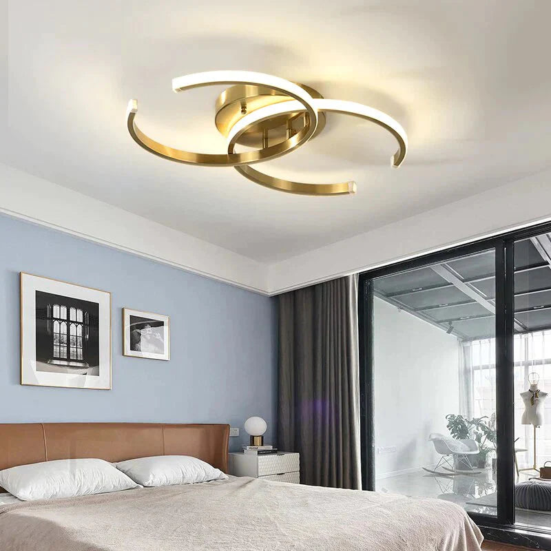 Plafonnier LED moderne et variable pour salon, plafonnier en cuivre, luminaires de cuisine, chambre à coucher, éclairage LED avec télécommande