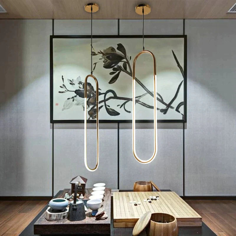 Lampes suspendues modernes en fer de style U en or, luminaires à suspension tubulaire à économie d'énergie pour lampe suspendue de salon
