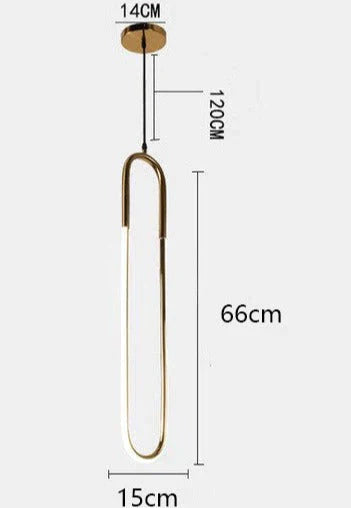 Lampes suspendues modernes en fer de style U en or, luminaires à suspension tubulaire à économie d'énergie pour lampe suspendue de salon