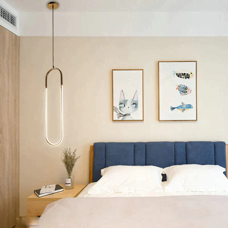 Lampes suspendues modernes en fer de style U en or, luminaires à suspension tubulaire à économie d'énergie pour lampe suspendue de salon