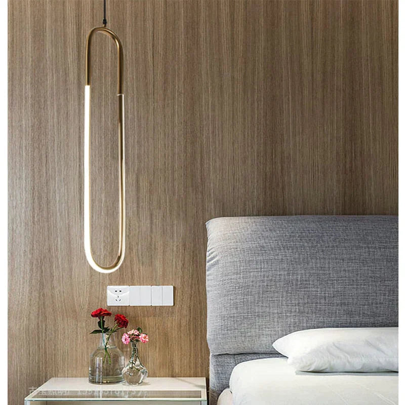Lampes suspendues modernes en fer de style U en or, luminaires à suspension tubulaire à économie d'énergie pour lampe suspendue de salon