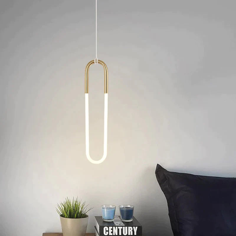 Lampes suspendues modernes en fer de style U en or, luminaires à suspension tubulaire à économie d'énergie pour lampe suspendue de salon