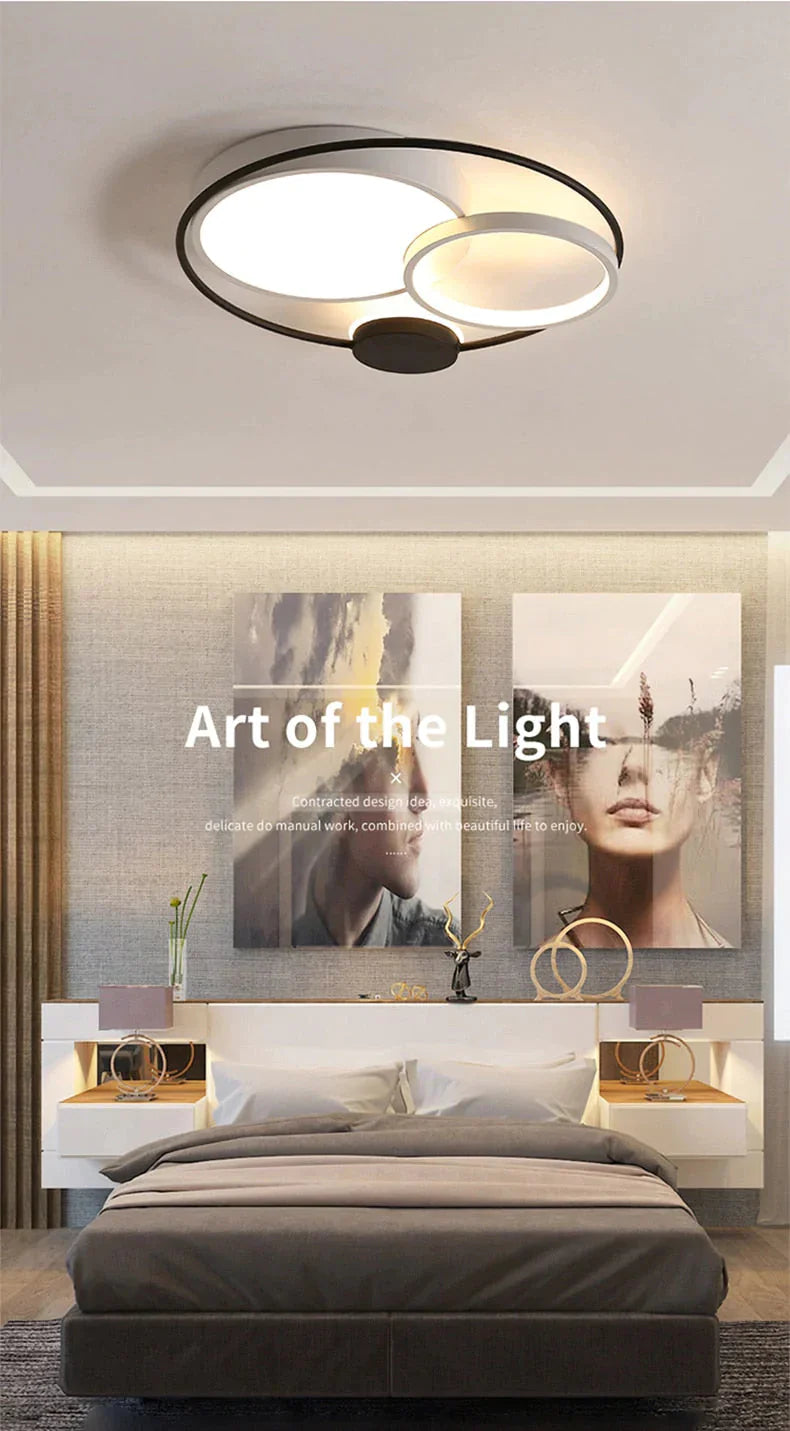Modern Led Ceiling Lights For Living Room Bedroom Study Room Black+White Or Grey Color Ceiling Lamp Fixtures