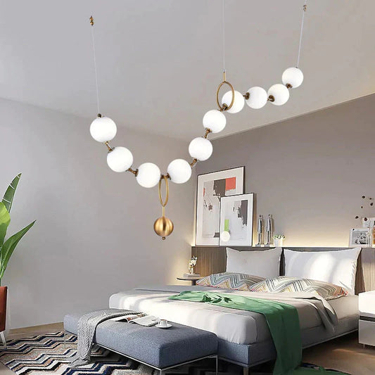 Modern LED Glass Lampshade Pendant Light Nordic Design Dining Room Hanging Lamp light fixtures Necklace Style LOFT Hanging light