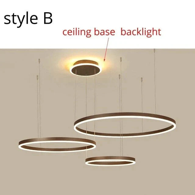 Lampes suspendues à LED modernes pour salon salle à manger luminaire suspendu à intensité variable anneaux circulaires lampe à suspension à café Luminaria