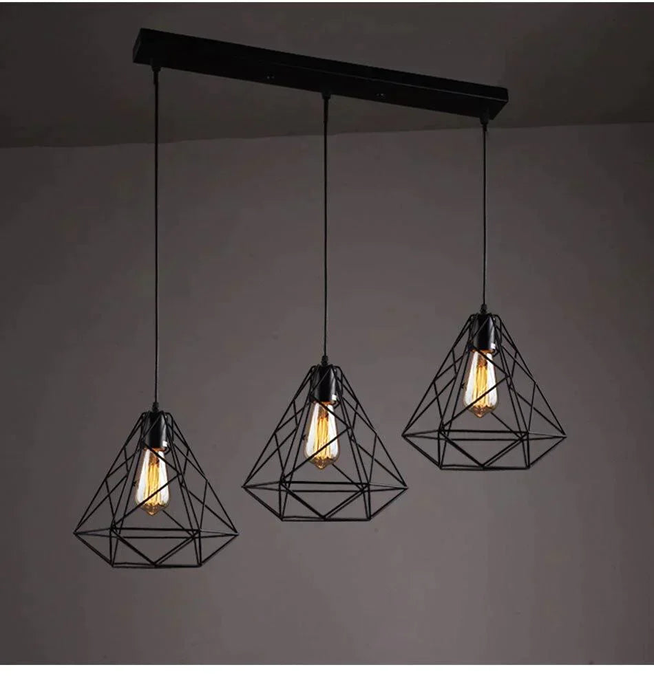 Modern Pendant Light Black Iron Hanging Cage Vintage E27Led Lamp Bulb Industrial Loft Retro Dining Room Restaurant Bar Counte
