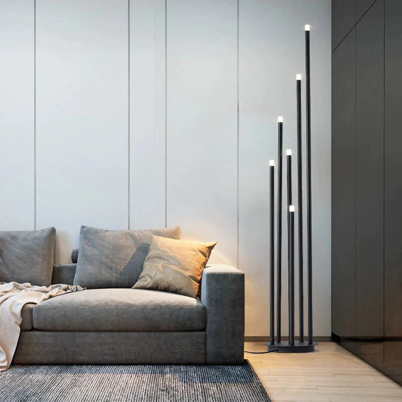 Lampadaire LED multi-têtes noir moderne et simple, lampe sur pied pour salon, lampe de lecture, lampe de chevet