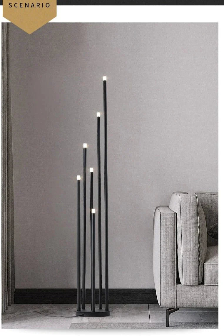 Lampadaire LED multi-têtes noir moderne et simple, lampe sur pied pour salon, lampe de lecture, lampe de chevet