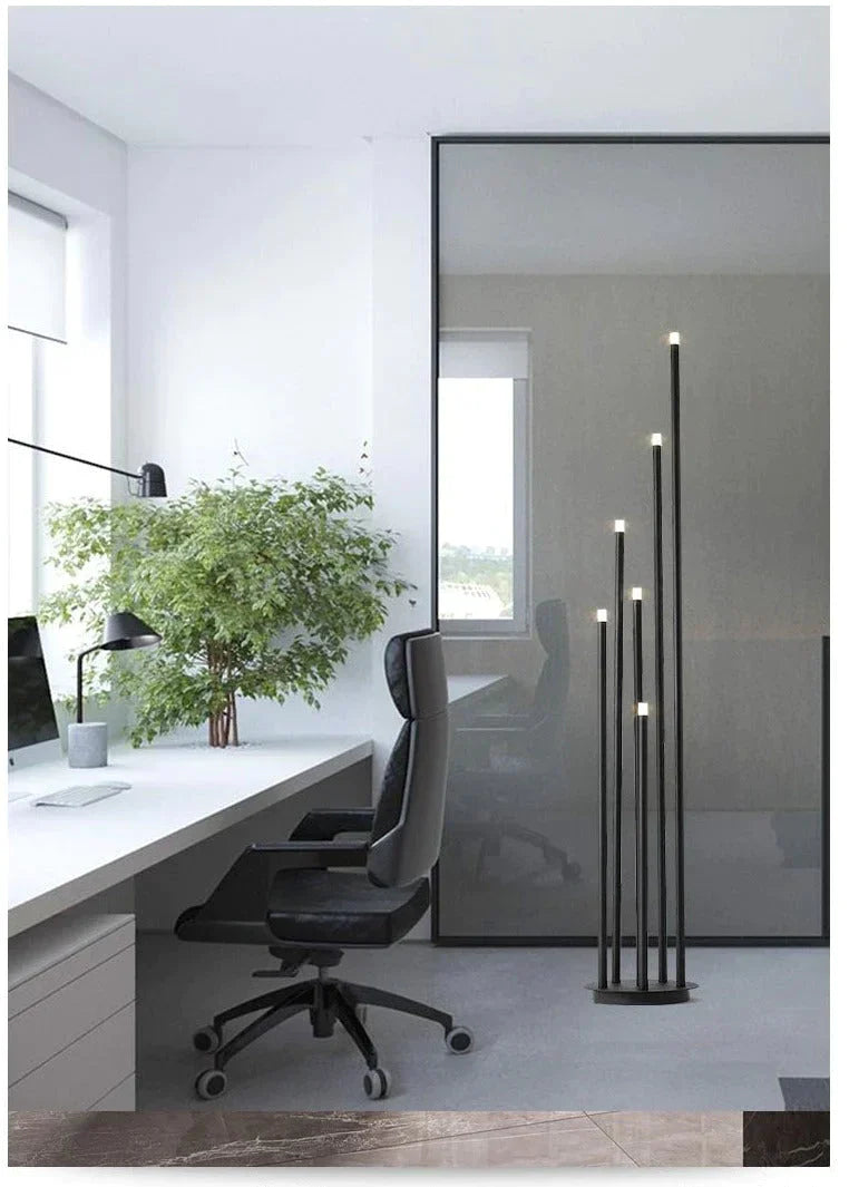 Lampadaire LED multi-têtes noir moderne et simple, lampe sur pied pour salon, lampe de lecture, lampe de chevet