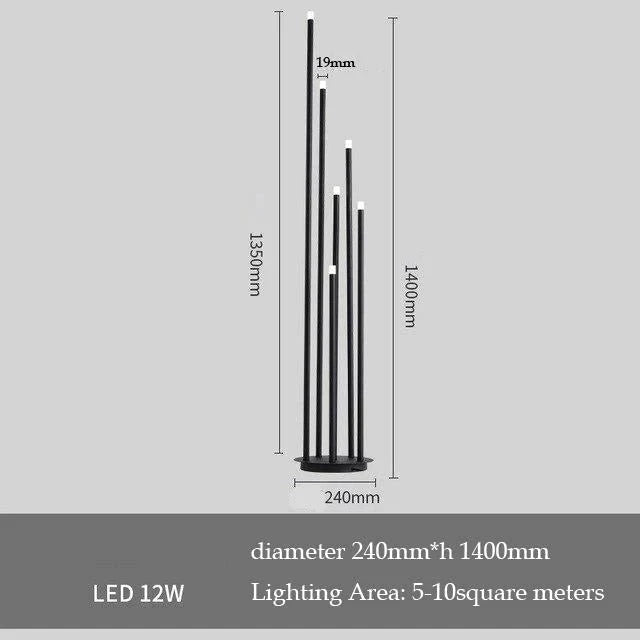 Lampadaire LED multi-têtes noir moderne et simple, lampe sur pied pour salon, lampe de lecture, lampe de chevet