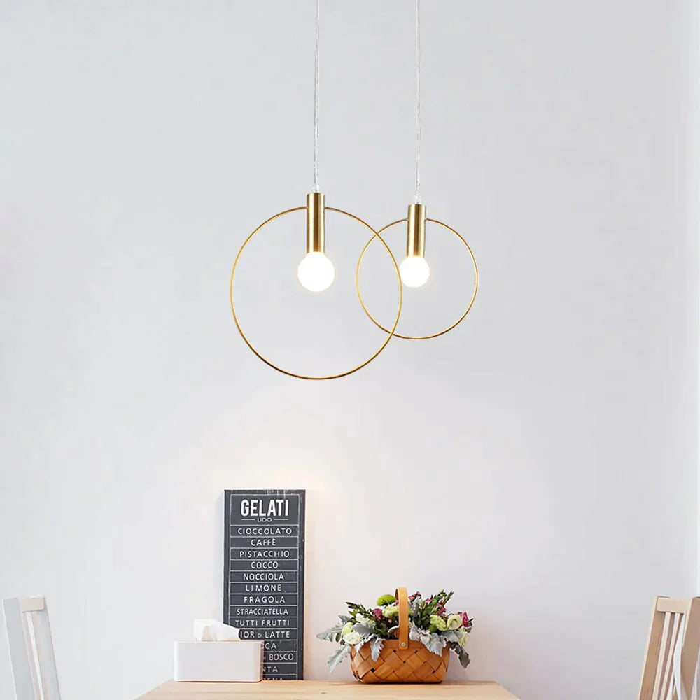 Lampes suspendues circulaires nordiques Lampe à main moderne pour restaurant Salon Bar E14 LED Lampes suspendues industrielles Luminaire