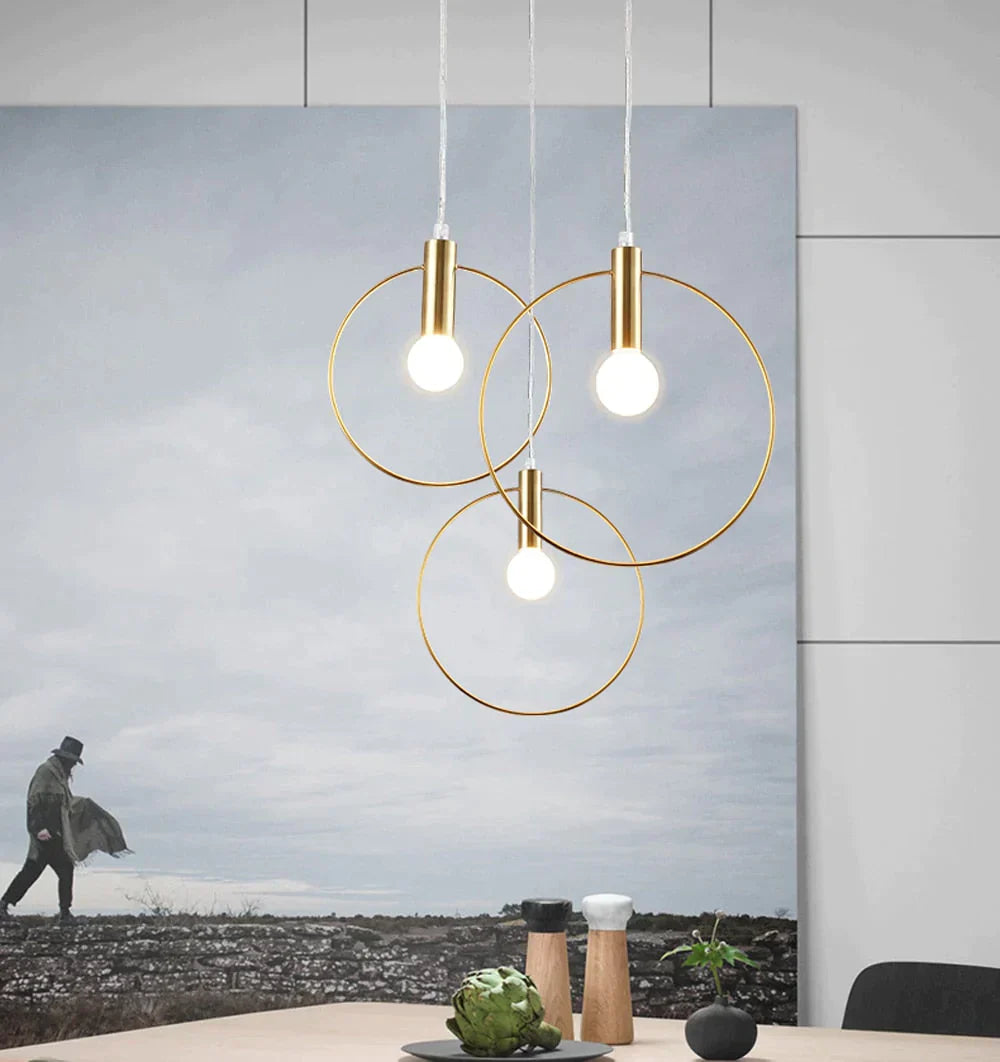 Lampes suspendues circulaires nordiques Lampe à main moderne pour restaurant Salon Bar E14 LED Lampes suspendues industrielles Luminaire