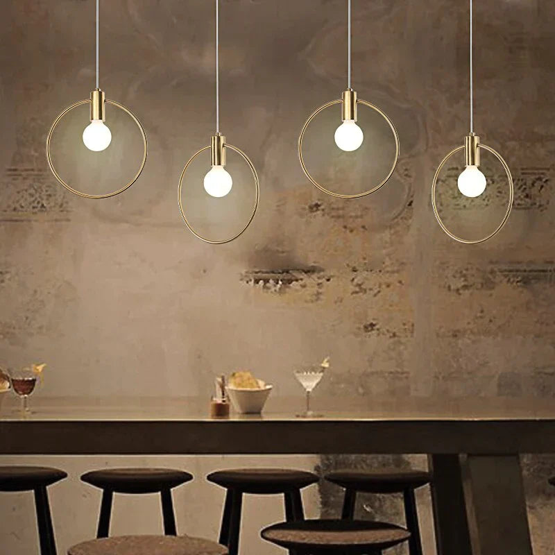 Lampes suspendues circulaires nordiques Lampe à main moderne pour restaurant Salon Bar E14 LED Lampes suspendues industrielles Luminaire