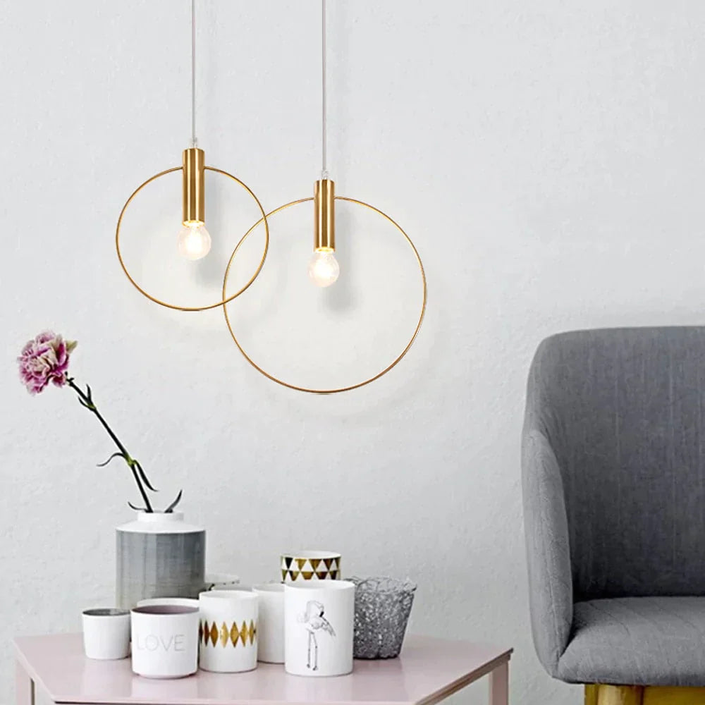 Lampes suspendues circulaires nordiques Lampe à main moderne pour restaurant Salon Bar E14 LED Lampes suspendues industrielles Luminaire