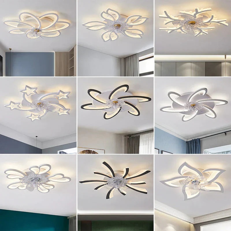 Nordic Living Room Led Creative Smart Windmill Ceiling Fan Light Ceiling