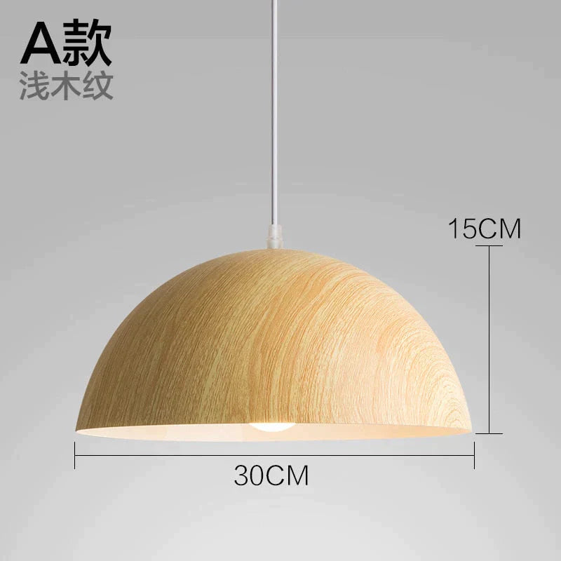 Lampes suspendues en aluminium peintes en aérosol de grain de bois moderne nordique, lampes d'éclairage décoratives de chevet de bureau de salle à manger de salon