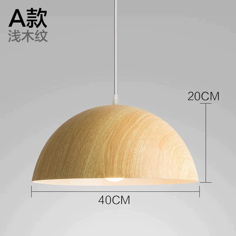 Lampes suspendues en aluminium peintes en aérosol de grain de bois moderne nordique, lampes d'éclairage décoratives de chevet de bureau de salle à manger de salon
