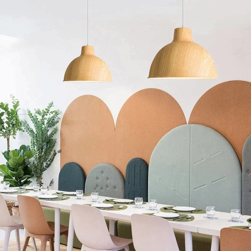 Lampes suspendues en aluminium peintes en aérosol de grain de bois moderne nordique, lampes d'éclairage décoratives de chevet de bureau de salle à manger de salon
