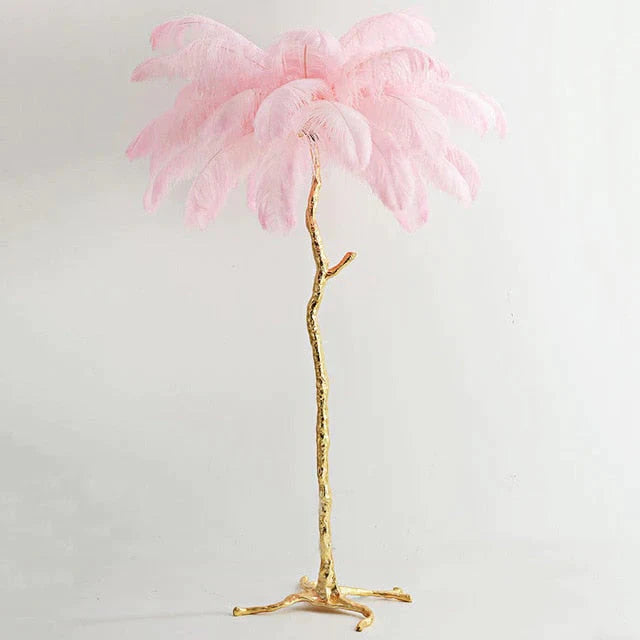 Nordic Ostrich Feather Floor Lamp Stand Light Copper Modern Interior Lighting Decor Home Floor Lights Luminaria Ostrich Feather