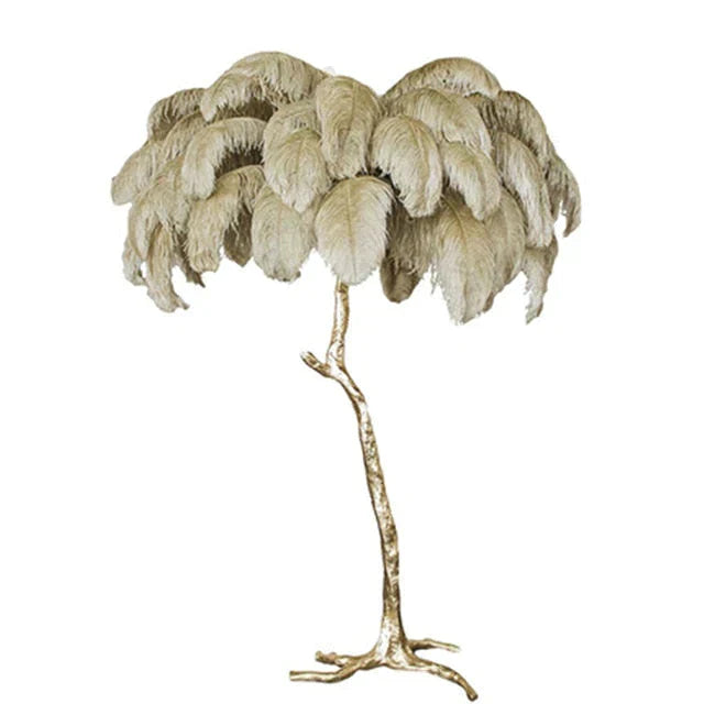 Nordic Ostrich Feather Floor Lamp Stand Light Copper Modern Interior Lighting Decor Home Lights