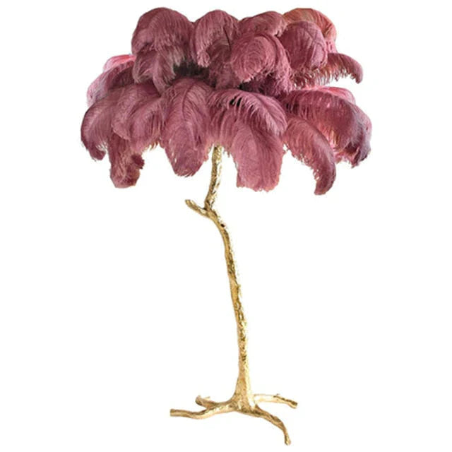 Nordic Ostrich Feather Floor Lamp Stand Light Copper Modern Interior Lighting Decor Home Floor Lights Luminaria Ostrich Feather